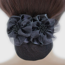 Head Flower Fat Carza hair Subnet Flower Career Head Flower Girl staff Banking with hair net pockets hairpin haircut fine net hair accessories