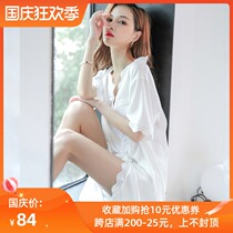 Fairy nydress female summer ice silk short sleeve sexy sweet silk can be worn outside pajamas thin luxury home suit