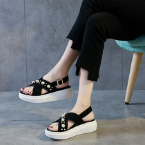 European station 2021 summer new star same sandals women shoes thick soled pine cake shoes Korean version of casual sandals