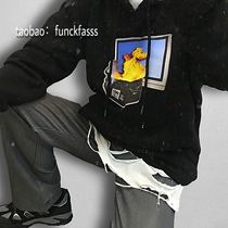  funckfasss18fw homemade TV flame plus velvet hooded sweater men and women