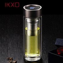 IKXO UK double layer glass tea cup mens tea water separation special upscale thermal insulation portable summer smart water glass sub