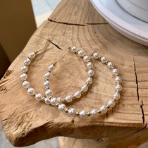 INNOSENSE big ring ring pearl earrings exaggerated 925 sterling silver ins vintage Heben earrings female earrings New