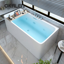 Okallen bathtub Household small household constant temperature heating surf massage Acrylic free-standing double couple bathtub