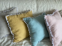 Linen pillow pompom side living room pillow without core
