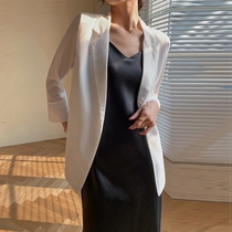 White small suit womens 2021 summer thin nine-point sleeve commuter loose chiffon air-conditioning shirt sunscreen suit jacket