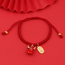Bull Years bracelet raw Shore gold Gilded Five Fu Bull Sand Golden Forbull Weaving Adjustable Red Rope Male And Female Couple Presents