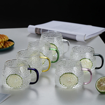 Color handle Japanese hammered tea cup glass water Cup heat-resistant high temperature office Cup Net Red Cup lady home