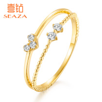 Diamond ring female yellow 18K gold Fashion Light luxury female ring real diamond ring jewelry jewelry handwear Valentines Day gift