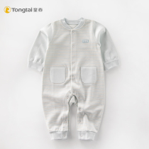 Tongtai baby jumpsuit boys and girls autumn and winter velvet cotton boneless thickened closed crotch one-piece romper pajamas
