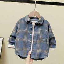 Boys shirt spring and autumn children's plaid shirt children's dress foreign style baby long sleeve cotton coat thin coat tide