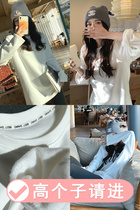 175 pure color minimalist casual Korean version blouse 170 long sleeve round collar bottom-shirt high substack wearing lengthened T-shirt