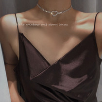 Advanced sense sparkling love choker choker hollow heart necklace light luxury neck jewelry collar