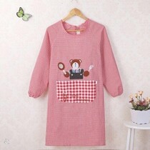 Korean fashion long sleeve apron reverse wear adult gown cute cotton sleeve female kitchen pure cooking household clothes