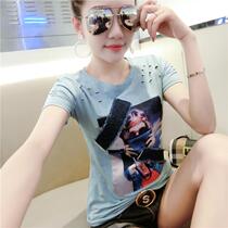 Europe and the United States tide brand 2021 summer women's new bamboo cotton hole short sleeve T-shirt women's slim half sleeve body shirt