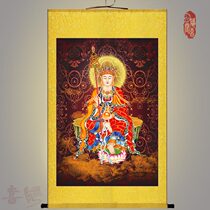High-definition portrait of King Tibet Bodhisattva Hanging painting Buddha hall home worship solemn Buddha scroll painting Silk decorative painting