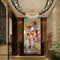 Art glass porch background wall carved frosted custom craft antique vase living room transparent partition screen