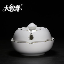Great wisdom gold white porcelain incense burner sandalwood stove for Buddha pan incense burner indoor household agarwood incense