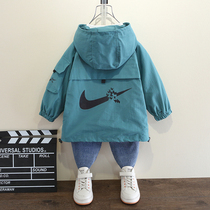 Boys  coat spring and autumn 2021 new Western style baby casual hooded top childrens Korean version handsome windbreaker tide