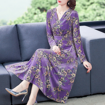 V-neck long sleeve gold velvet dress women Autumn 2020 new high-end big name mother long temperament long dress