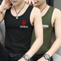 2 2 pieces) Modale round collar mens vest pure cotton summer ice silk breathable fitness tight sleeveless movement trend