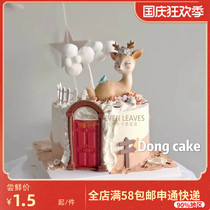 Hipster flower plum deer birthday cake decoration insert baby girl gift party dessert table