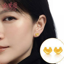 Jin Aili gold stud earrings women 3d hard gold Xiangyun Fu lock earrings 999 pure gold Ruyi earrings ancient pure gold needle