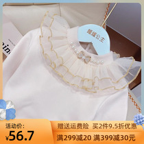 Girls bottoming shirt 2022 winter new product middle and big childrens fleece bottoming shirt top childrens clothing