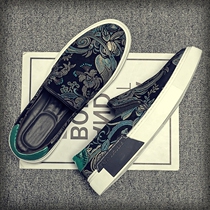 Lefu Shoes Mens Printed Trends Spring A Foot Pedal Sloth Shoes Mens Retro Casual Korean Version 100 Hitch Male Board Shoes Men