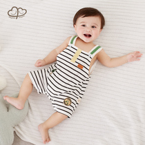Baby hanging band pants suit pure cotton infant 9 summer dress vests 0-3 months 6 children 1 year harness conjoined