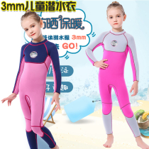 Foreign Trade 3MM Children Diving Suit Girl Long Sleeve Warm Swimsuit Mid Child Snorkeling Sunscreen UPF Surf Jellyfish