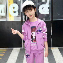 Spring and Autumn 5 pure cotton 9 sportswear set 11 little girl 6 spring 8 childrens clothing 12 years old 4 girls three-piece set 