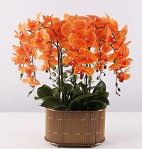 Orange light luxury finished product simulation flower metal flowerpot model room front desk porch housewarming opening decoration simulation floral art