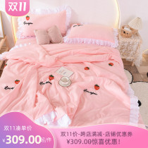Summer cool quilt set summer air conditioning quilt thin quilt double spring and autumn quilt summer quilt machine washable cotton