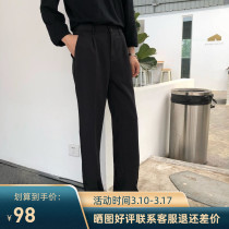 2022 Spring Summer Han Edition Guys Loose Straight Barrel Long Pants Teen Pituality Pants Trendy Pants Trendy Men Casual Western Pants