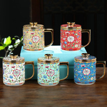 Household Chinese enamel ceramic cup filter tea cup with lid separation Cup office ceramic tea cup