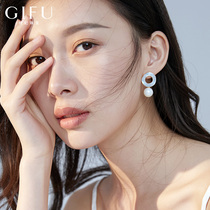 Blue earrings womens senior sense of sterling silver temperament imitation pearl earrings earrings stud earrings retro Port wind 2021 new trend