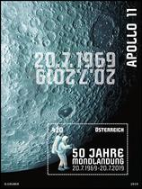 Spot Austrian heterogeneous stamps 50th Anniversary of the first Moon landing in 2019 Powder particle Sheetlet 1 full