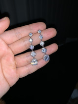 Knock high-end zircon earrings bride annual jewelry stud earrings dress earrings gown long sparkling tassel earrings