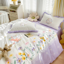 Han Style Sheet Four Sets of bed Ogasawara The princess wind is covered in four sets of full cotton pure cotton Seasons universal