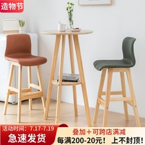 Simple solid wood round bar bar Balcony window bar table and chair American commercial high table Household high foot table and chair combination