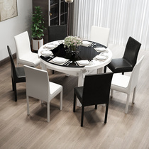 Yiyi modern living room Simple tempered glass dining table Small apartment folding round dining table and chair combination dining table