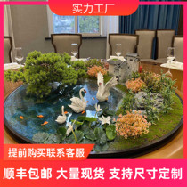 Hotel table big round table decoration creative box table table flower light luxury decoration flower art micro landscape real flower decoration
