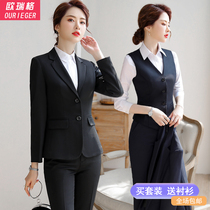 Spring and autumn temperament professional suit suit suit suit female college student interview black dress office worker suit overalls