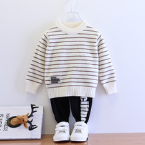 Boys sweater 2021 baby autumn and winter striped wool clothes baby children pullover sweater tide