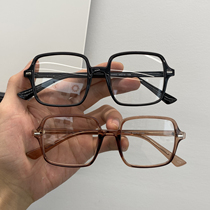 Transparent large frame square glasses frame Net red face thin plain face artifact Korean version of tide glasses female retro street shot