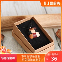 Japan send Wood fine work hand made necklace earring small fish yin and yang fish love hanging free laser lettering gift box