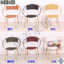 Rattan chair Small rattan chair backrest chair Outdoor childrens backrest chair Fashion wrought iron leisure tea chair Adult