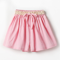 Girls cotton linen shorts summer 2021 new foreign style in the big childrens skirt pants dress tide