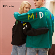 IN home 19 spring Korean designer brand midnight-move color letter couple loose sweater