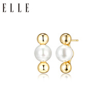 ELLE pearl stud earrings 2021 new big round niche design earrings fashion trendy earrings birthday gift